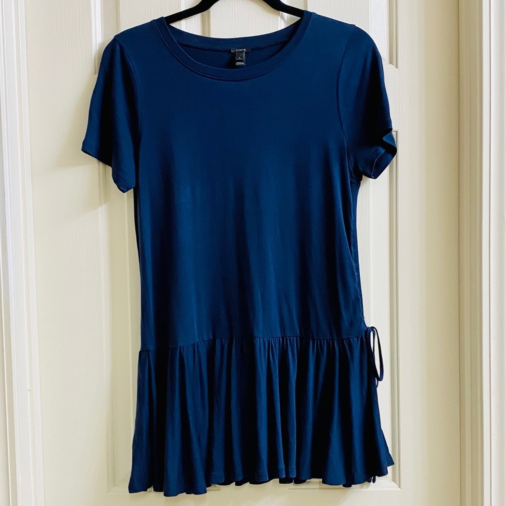 J.CREW Gathered Peplum T Shirt in Navy Blue Size S
